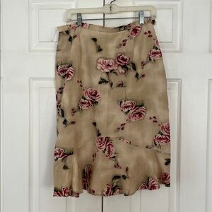 Yera skirt Spain ruffle floral tea stain color lined BOHO Cottagecore